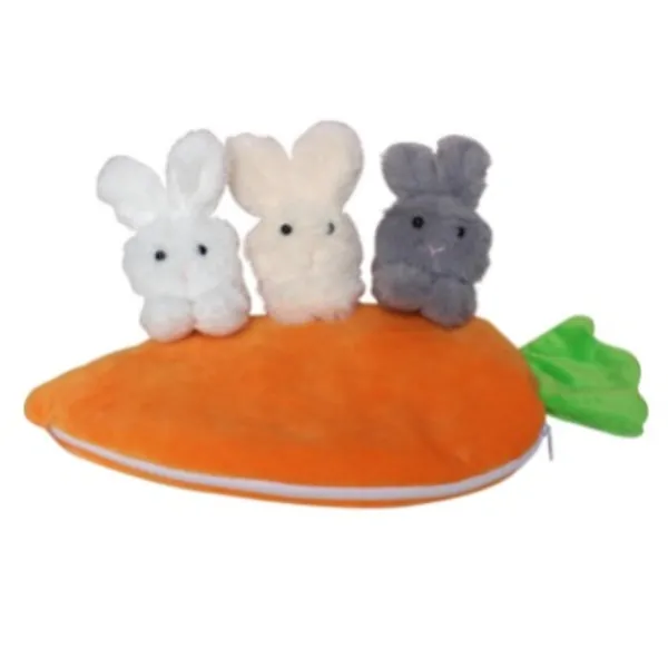 Eteng Carrot Stuffed Animals, Plush Bunny Stuffed Animal, 3 Bunnies In Carrot Purse Easter Gift, Cute Fluffy Plush Carrot With Zipper Pouch, Zip Up Carrot Hideaway for Baby Girls Boys