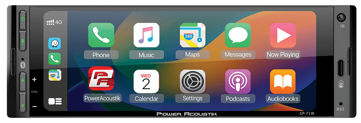 Power Acoustik CP-71W Single DIN 6.5" Color Touchscreen Car Stereo with Bluetooth Connected Apple CarPlay + Android Auto (New)