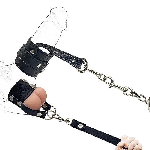 Cock Ring Bondage Rope with Leather BDSM Ring, Sexual Stimulation Device Chains Set Adjustable Flexible SM Rope, BDSM Sex Toys for Enhanced Sensual Play and Intimate Exploration