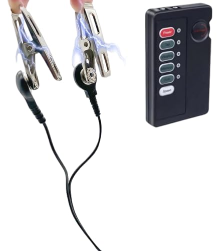 ERUN Electric Shock Nipple Clamps and Nipple Clip Chain - Adjustable Current Level Electric Nipple Clamps Nipple Jewelry Non Piercing, Suitable for Ladies Own Use and Flirting with Couples Style