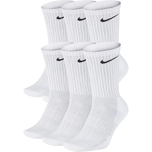 Nike Everyday Cushion Crew Socks, Unisex (Pack of 6 Pairs) - L - White/Black