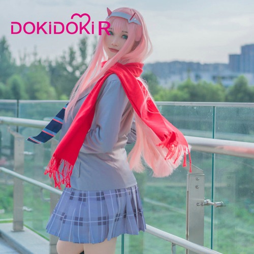 DokiDoki-R Anime Cosplay DARLING in the FRANXX Zero Two Cosplay Costume CODE 002 School Uniform | M