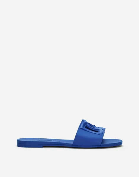 Rubber beachwear sliders in Blue for | Dolce&Gabbana® US