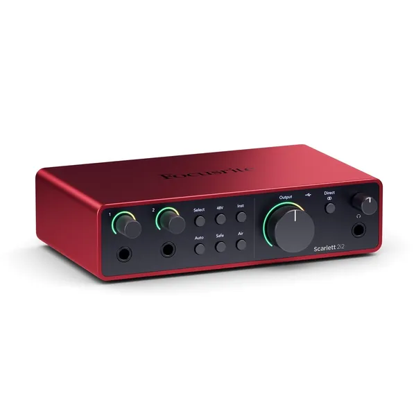 Focusrite Scarlett 2i2 4:e gen USB-ljudkort för inspelning, låtskrivande, streaming och podcast — Hi-fi-inspelning med studiokvalitet och all mjukvara du behöver för att spela in