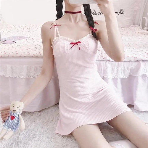 Lightweight Pink Sleepwear Dress for a Pastel Princess Look - Pink / S