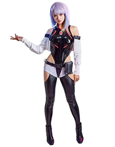 Cosplay.fm Women’s Cosplay Costume PU leather Bodysuit Set Anime Cosplay Outfit Punk Bodysuit