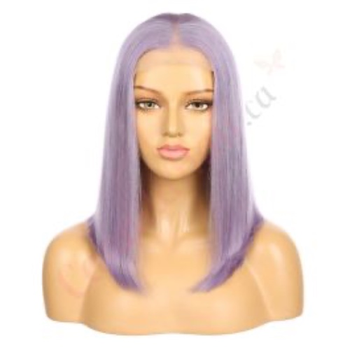 16" Lilac Purple Lilac Remy Human Hair Short Wig 16inch, Square Cut Bob 