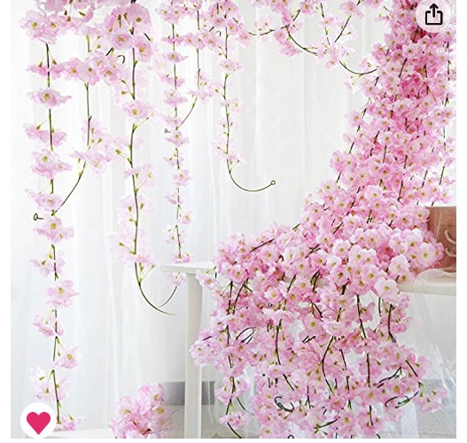 StarLifey 2PCS 6.5FT/Piece Artificial Cherry Blossom Garland Hanging Vine Silk Garland Wedding Party Decor Face Flowers Decor : Amazon.ca: Home