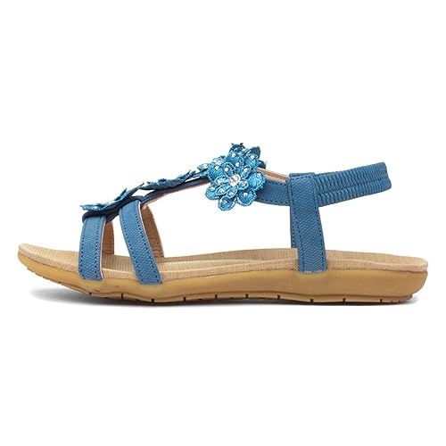 Lilley Stella Womens Blue Flower Crochet Sandal - 7 UK - Blue
