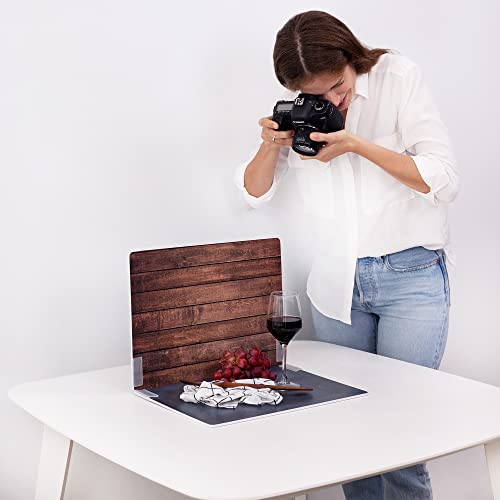 2 Pack Photo Backdrop Board | 30x40 cm | Realistic Photography Background | Food Photography Background | Replica Surfaces | Product Photography Backdrops | Wood & Stone | Flat Lay Background | Small - Small - Wood & Stone