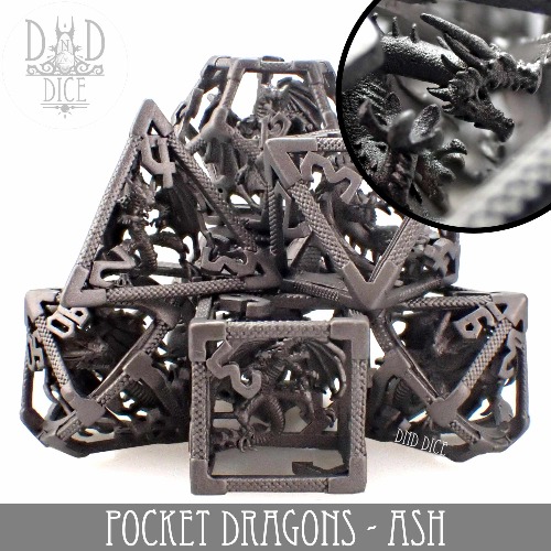 Pocket Dragons - Ash Metal Dice Set (Gift Box)