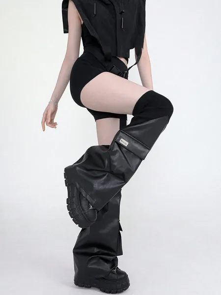 ROMWE Goth 1 Par De Mangas Para Piernas Con Bolsillo