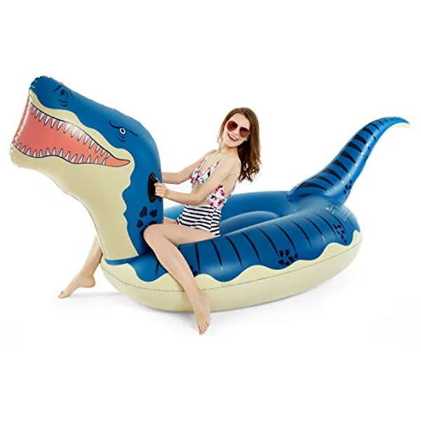 Jasonwell Inflatable Dinosaur Swimming Pool Float for Kids Boys Girls Adults 124'' Giant Tyrannosaurus Rex Floatie Summer Beach Ride on Party Pool Raft Lounge Toys