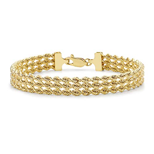 CARISSIMA Gold 9 Karat Gold 3-strängiges Seilarmband von 18 cm/7 für Damen (Gelb, 7 Zoll)
