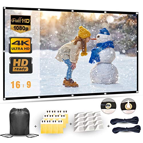 Projector Screen 100 Inch, Portable Projector Screen with 16:9 HD 4K Screen for School Home Theatre Cinema Office, Foldable Projector Screen - 227cm(W) X 130cm(H) Matte White Widescreen (110) - 100-Inch