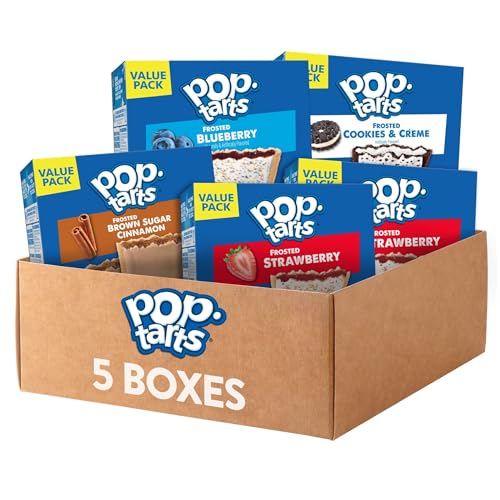 Pop-Tarts Toaster Pastries, Breakfast Foods, Kids Snacks, Variety Pack (5 Boxes, 60 Pop-Tarts) - 4-Flavor Variety