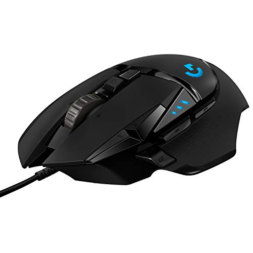 Logitech G502 HERO High Performance Wired Gaming Mouse, HERO 25K Sensor, 25,600 DPI, RGB, Adjustable Weights, 11 Programmable Buttons, On-Board Memory, PC / Mac - Black - Wired - Mouse