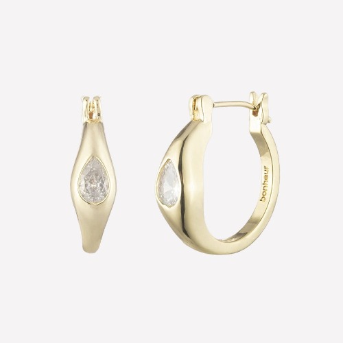 Babette Crystal Hoop Earrings - 18k Gold Plated