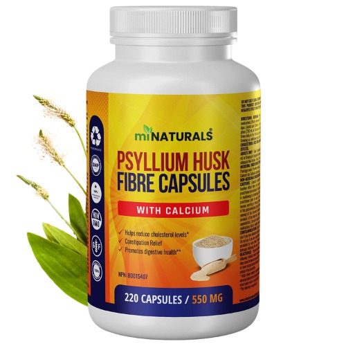 Psyllium Husk + CALCIUM Fiber Capsules Supplement - 220 Capsules
