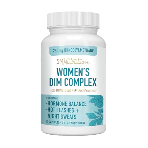 DIM Supplement Complex 250 mg | Estrogen Balance for Women | Hormone Menopause Relief, Hot Flashes & Night Sweats, PCOS & Estrogen Metabolism Support Supplements with Dong Quai | Gluten-Free | 60 Ct - DIM for Women