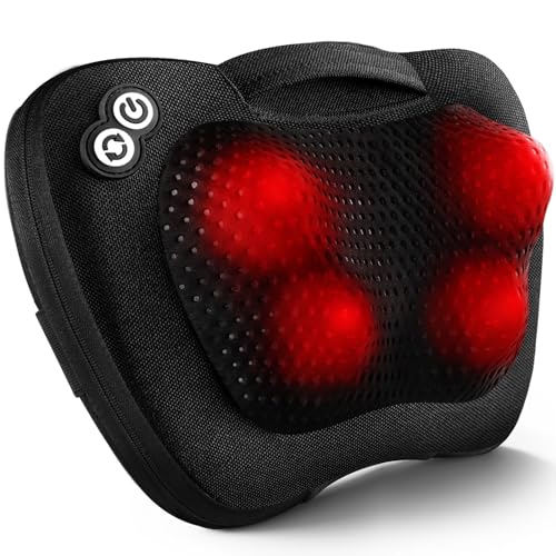 VIKTOR JURGEN Back Massager Neck Massager with Heat, Massage Pillow Gifts for Mothers Day & Fathers Day, Electric Shiatsu Shoulder Massager, Deep Kneading Massager for Back Pain, Neck Pain - Black