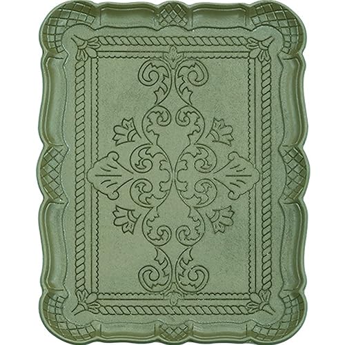 WAYUTO Serving Tray Vintage Platter for Tea Coffee Bar Rustic Decorative Plates for Party Breakfast Bed Lunch Dinner Fruit Dessert Appetizers Patio Coffee Table Vintage Green - 12 x 9 Inch - Large Green