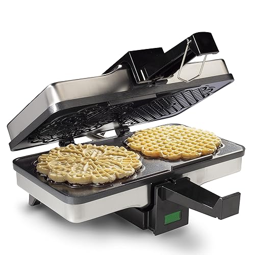 Pizzelle Maker- Nonstick Electric Baker Press Makes Two 5-Inch Cookies at Once- Recipe Guide Included- Fun Baking Supplies for Party- Italian Dessert Treat Making Made Easy- Housewarming Gift for Her - Black
