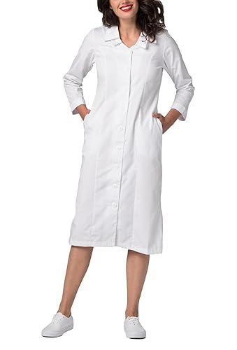 Adar Universal Scrub Dress for Women - Embroided Collar Dress - 4 - White