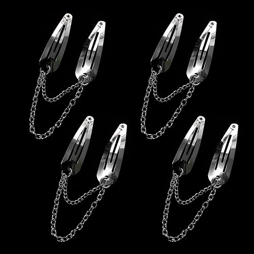 8Pcs Silver Metal Snap Hair Clips Chain Cross Heart Hair Barrettes Clips with Pendant Girls Clips and Barrettes Hair Accessories