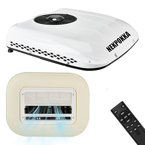 NEKPOKKA 24V DC air conditioner/ultra-thin car roof air conditioner is applicable to minivans, off-road vehicles, pickups, motor homes, trucks, agricultural vehicles, excavators, etc (24V voltage) - 24V voltage