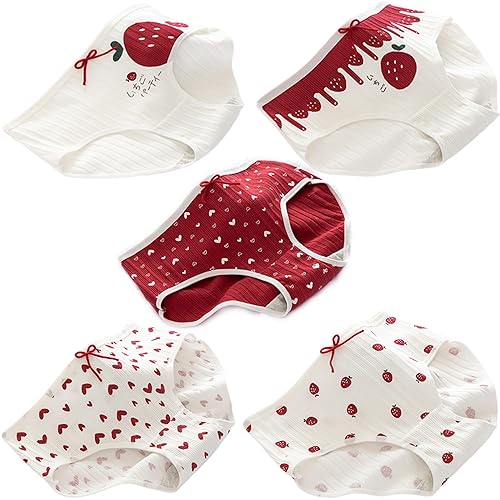 SINMIUANIME Women's Panties Breathable Cotton Brief Cosplay Anime Print Underwear Cute 5-Pack - One Size - 2801strawberry