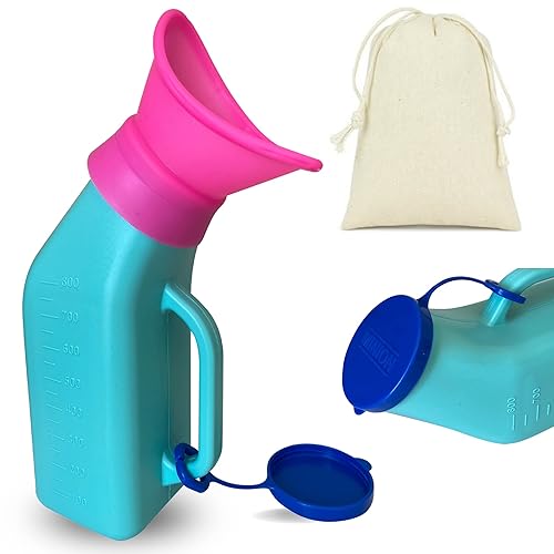 MINION Portable Urinal for Women and Men - Travel Porta Potty for Car, Camping, Hiking, and Travel - Adult Travel Potty with Male and Female Child Urinal Attachments - with Bag and Handkerchiefs