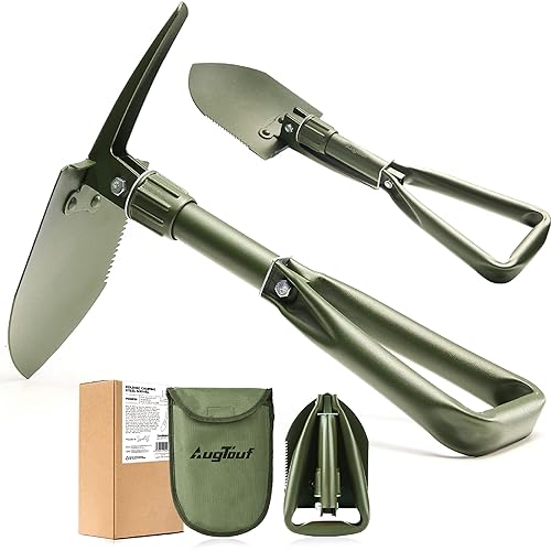 18'' Military Folding Camping Shovel, Offroad Survival High Carbon Steel Shovel (Olive) AugTouf by toolant - 18.1 x 4.7" - Olive