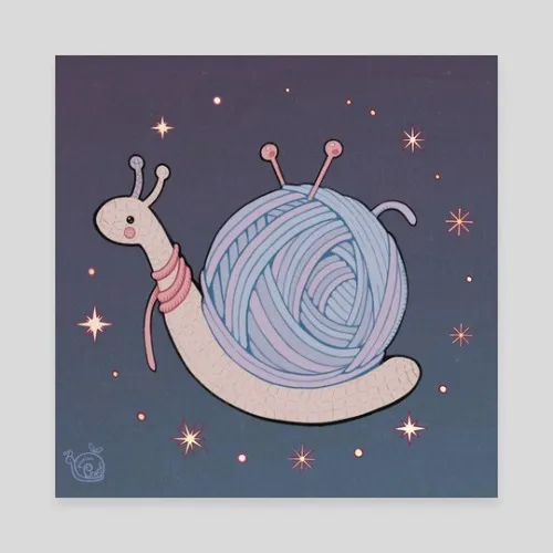 Yarn Snail 8 x 8 Canvas Print by Passionpeachy 