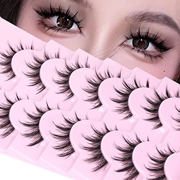 Manga Lashes Natural Look Anime Lashes Cosplay False Eyelashes with Clear Band 3D Wispy Eyelashes Asian Japanese Korean Style Manhua Lashes Look Like Individual Clusters Pack by EYDEVRO
