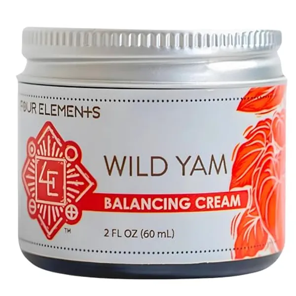 Four Elements 4E Organic Wild Yam Balancing Cream, 2 OZ - 1st Place Winner at The 2023 International Herb Symposium for Medicinal Creams and Salves! Proudly Farmed, Crafted and Packaged in WI, USA.