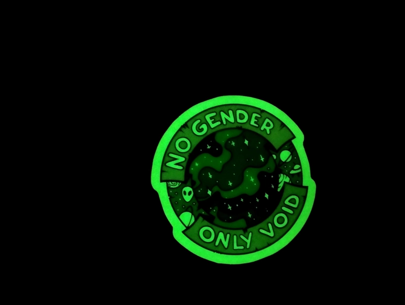 No Gender Only VOID Queer Glow In The Dark large weatherproof sticker
