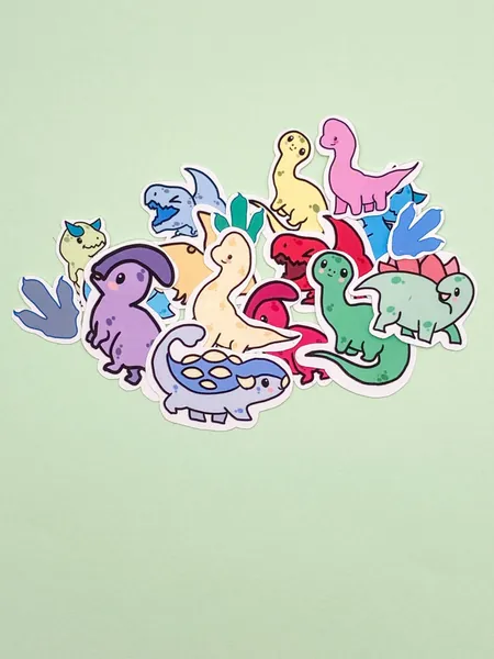 Kawaii dinky dinos sticker flakes, vinyl stickers, journalling, scrapbooking, Sticker flakes, mini stickers, Miniature stickers, dinosaurs,