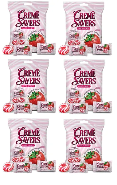 Creme Savers Strawberry and Creme Hard Candy | The Original Classic Creme Savers are back | 37.5 Ounces Total included - Strawberry 6.25 Ounce (Pack of 6)