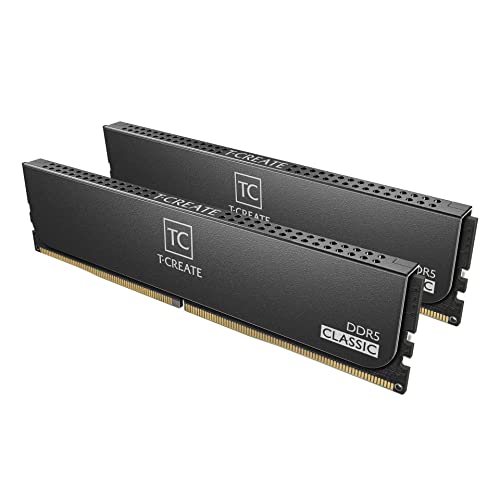 TEAMGROUP T-Create Classic 10L DDR5 32GB Kit (2 x 16GB) 6000MHz (PC5-48000) CL48 Desktop Memory Module Ram, Supports Both Intel & AMD - CTCCD532G6000HC48DC01 - 32GB (16GBx2) - DDR5-6000MHz CL48-48-48-96 - Black-UDIMM