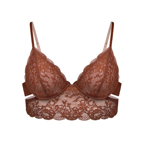 Wild Lace Long Line Bra Salted Caramel - XXL/1X 38D/40C / Salted Caramel