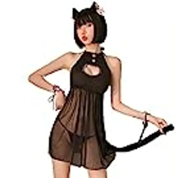 Sexy Cat Cosplay Lingerie Dress Halloween Kawaii Anime Kitten Keyhole Costume Cute Maid Outfit Japanese Lolita Underwear