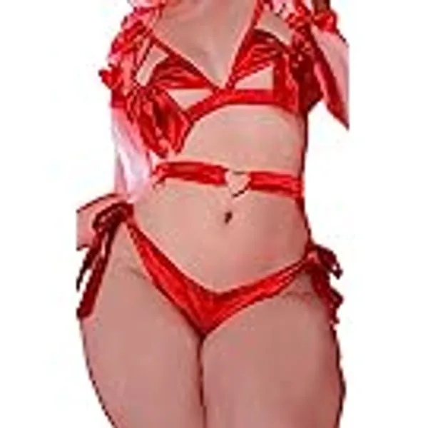 MOEFLAVOR Cosplay Present Bow Lingerie Set | Sexy Kawaii Japanese Anime Maid Outfit | Reg & Plus Size Waifu Costume