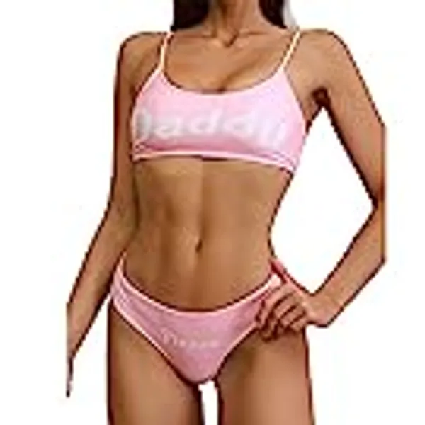 Women Sexy Lingerie Set Come Here Daddy Bra with Panty Set Anime Cosplay Underwear Sleepwear 2 Piece Bikini Bathing Suits