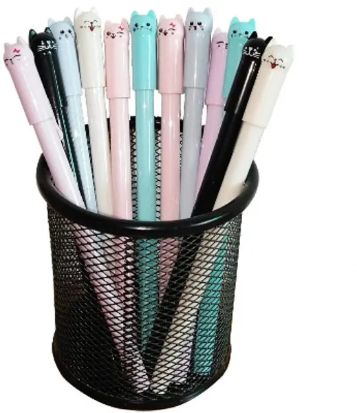 Sencoo Girl Cute Pens Kawaii Pen Cute Cat Pen 0.5 mm Gel Pens Black Ball Point Pens for School Office Supplies (12 cat)