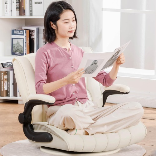 GTPlayer Gaming Chair, Gaming Chair, Game Chair, Rotating Chair, Compact, With Armrest, Stepless Flip-up Armrest, Gaming 360° Rotation, Lumbar Support, No Back Pain, Built-in Pocket Coil, 10 Minutes - white