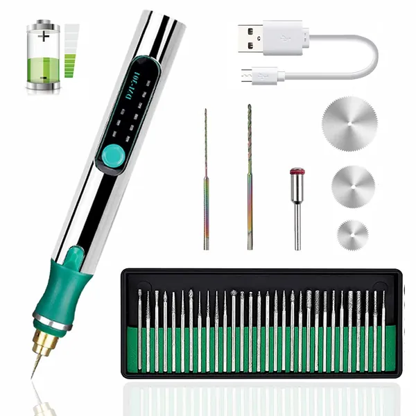 USB Rechargable Engraving Machines With 35bits,Mini Electric Engraver Etching Pen Cordless Rotary Tools Engraved Jewelry Glass Wood Stone Metal Plastic