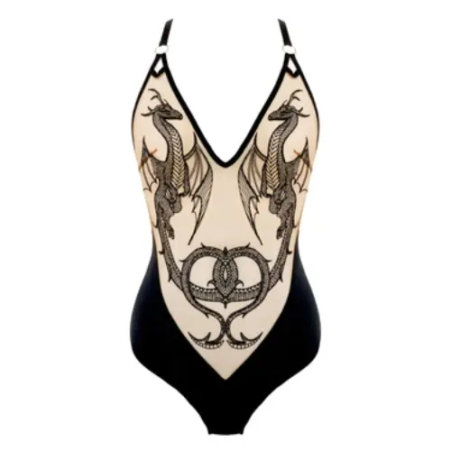 Dracona Bodysuit (Available in 2 Nudes) | Black/butterscotch / L