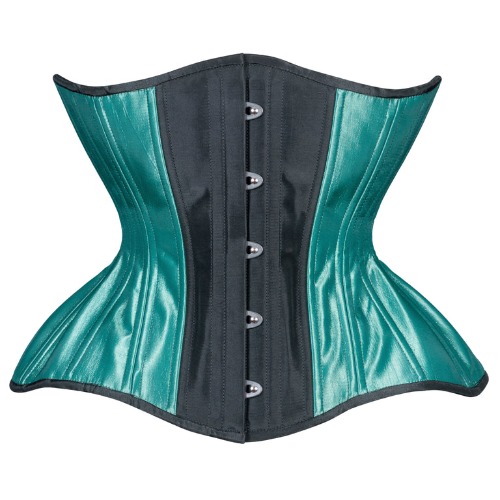 Iridescent Green and Black Straight Corset, Gemini Silhouette, Regular
