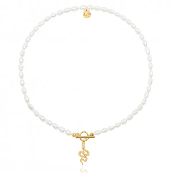 Naszyjnik z naturalnych pereł z wężem